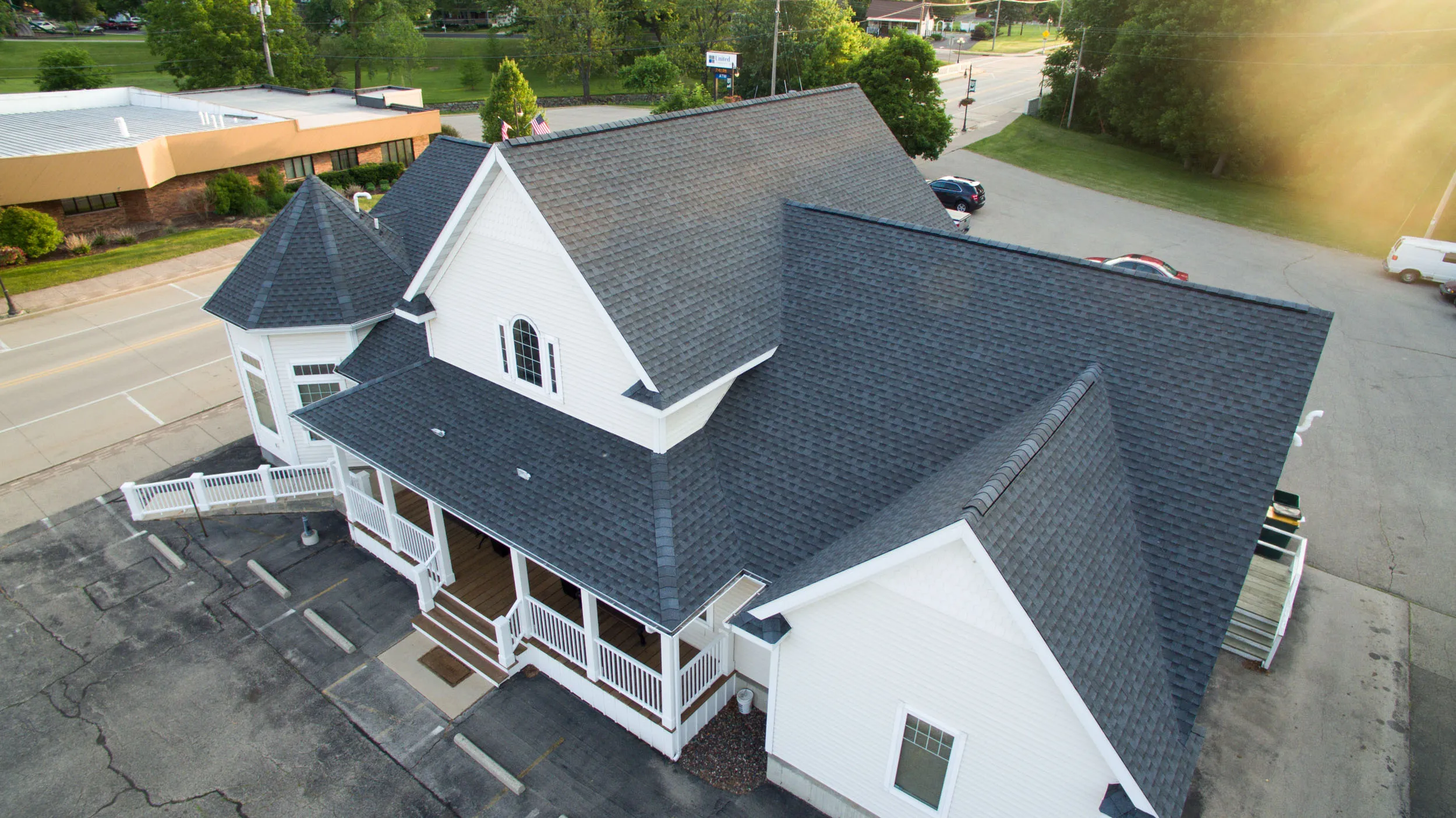 A picture of a new roof on a house we completed. 